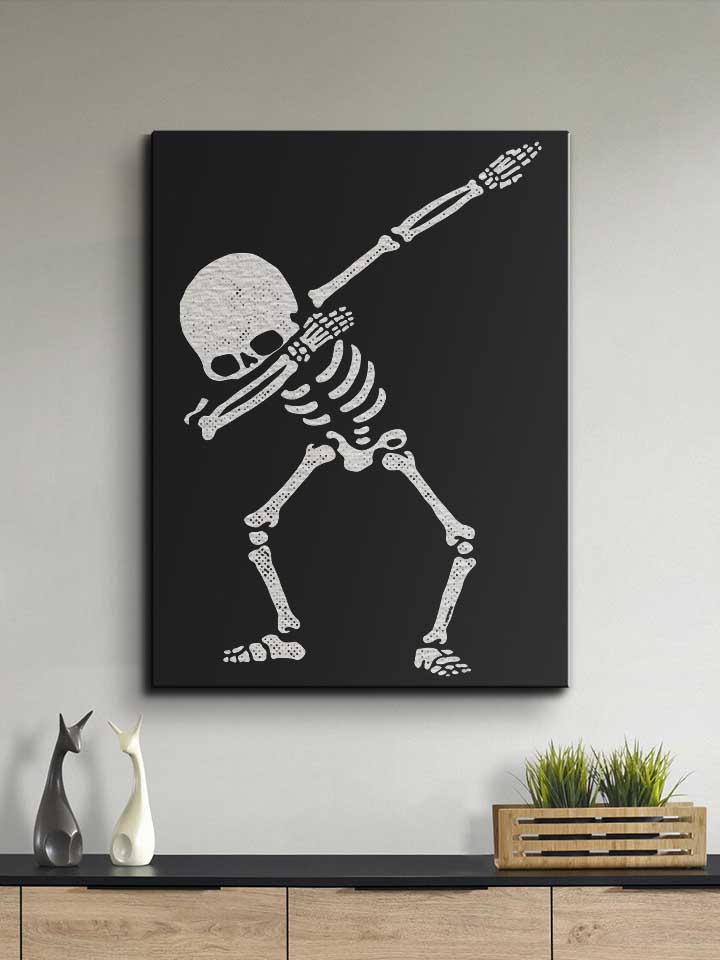 dabbing-skeleton-leinwand schwarz 2