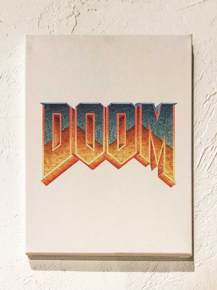 Doom Logo Leinwand weiss 30x40 cm