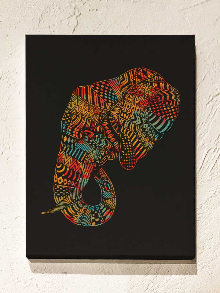 Elephant Tribal Tattoo Leinwand schwarz 30x40 cm