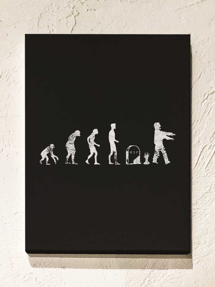 evolution-zombie-vintage-leinwand schwarz 1