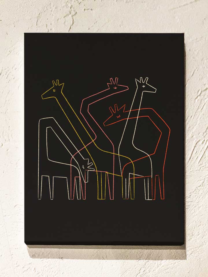 Five Giraffes Leinwand schwarz 30x40 cm