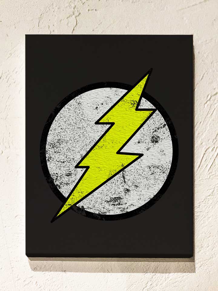 Flash Logo Vintage Leinwand schwarz 30x40 cm