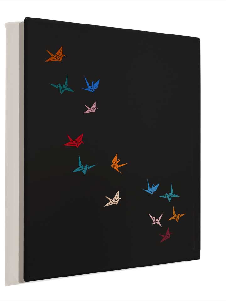 flying-paper-cranes-birds-leinwand schwarz 4