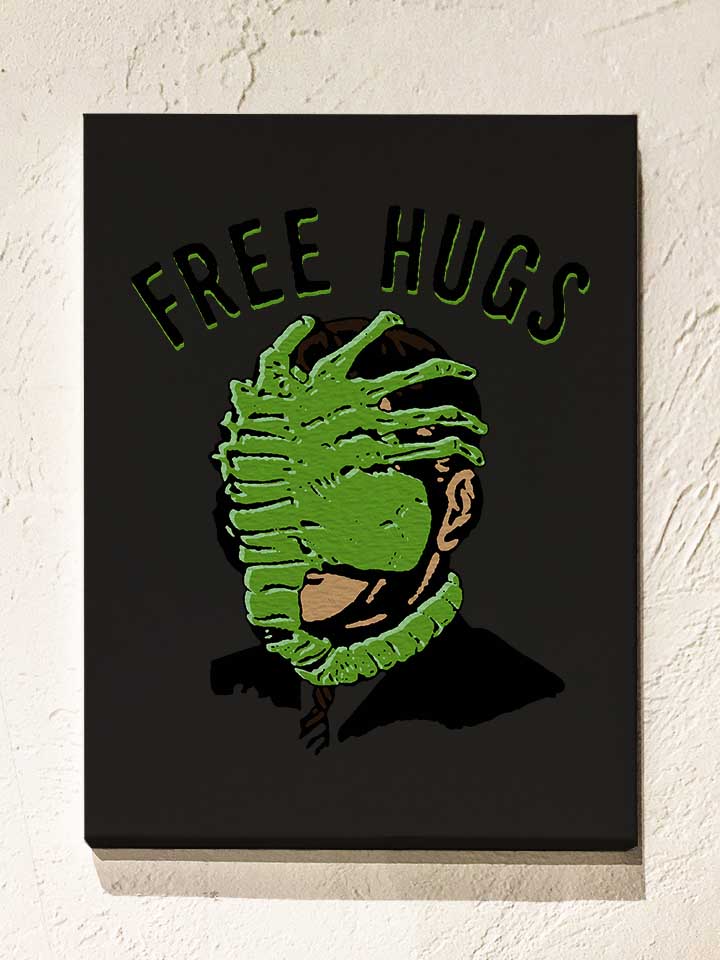 free-hugs-alien-leinwand schwarz 1
