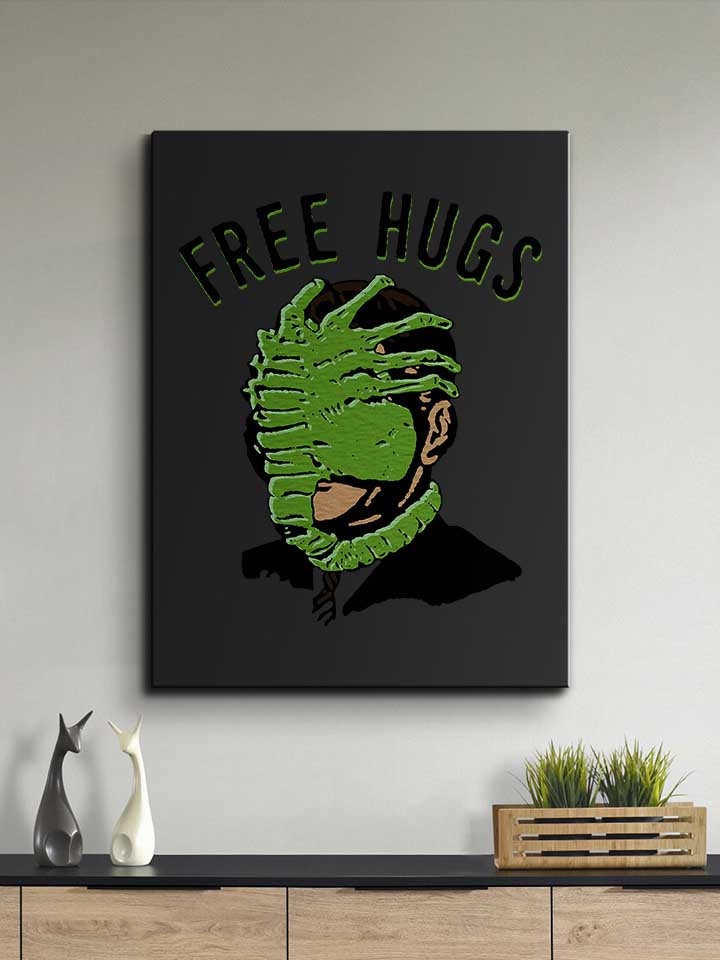 free-hugs-alien-leinwand schwarz 2