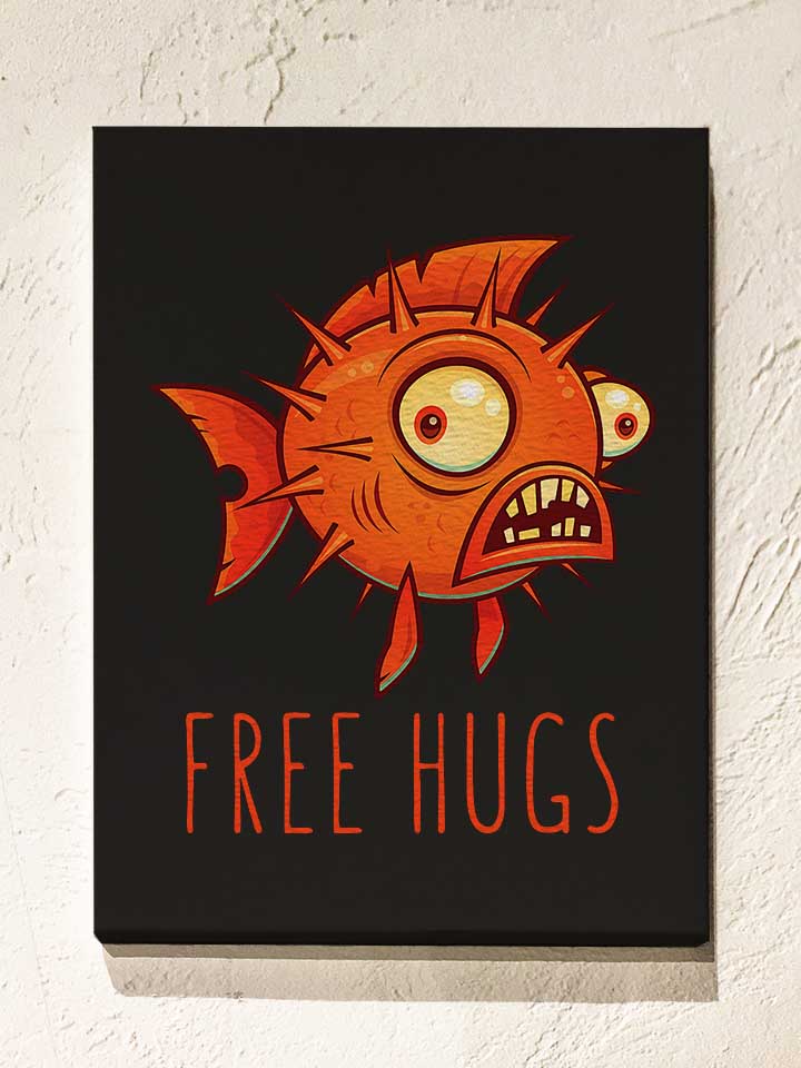 free-hugs-cartoon-blowfish-leinwand schwarz 1