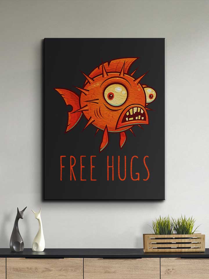 free-hugs-cartoon-blowfish-leinwand schwarz 2