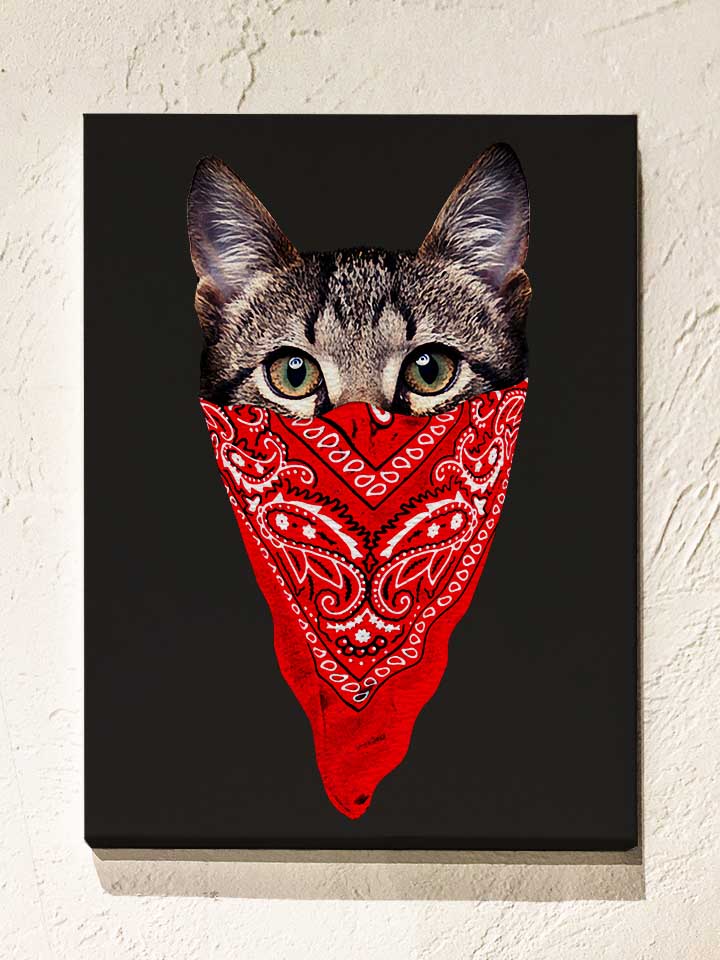 Gangster Cat Leinwand schwarz 30x40 cm
