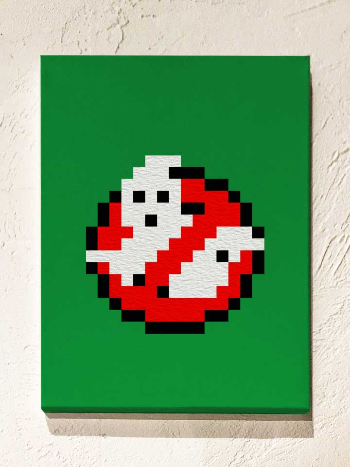 Ghostbusters Logo 8Bit Leinwand gruen 30x40 cm