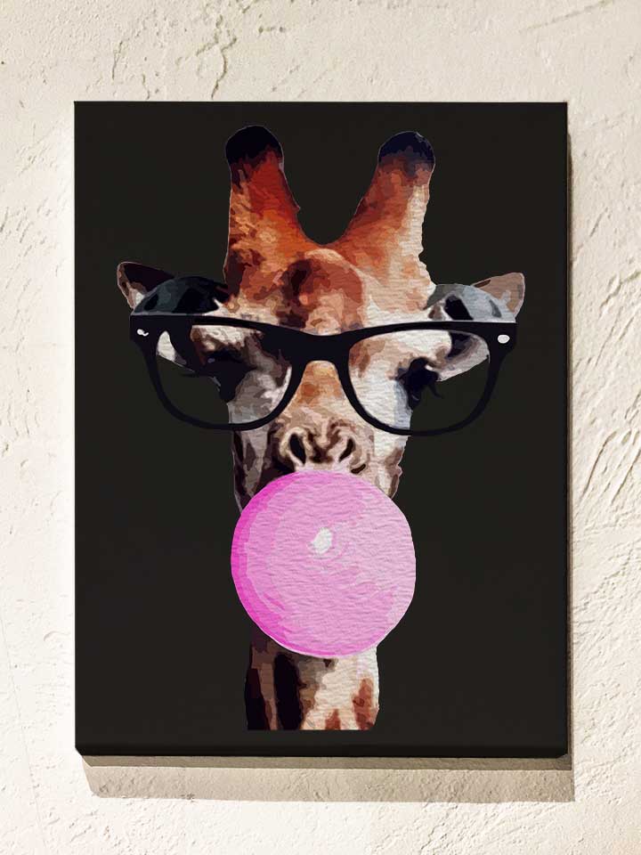 giraffe-bubblegum-leinwand schwarz 1