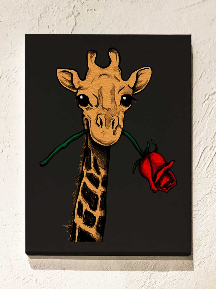 Giraffe Rose Leinwand schwarz 30x40 cm