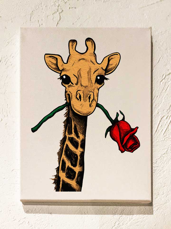 Giraffe Rose Leinwand weiss 30x40 cm