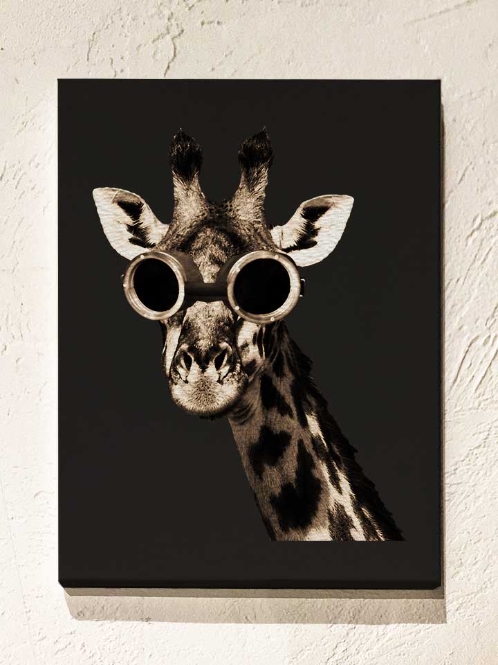 giraffe-with-sunglas-leinwand schwarz 1