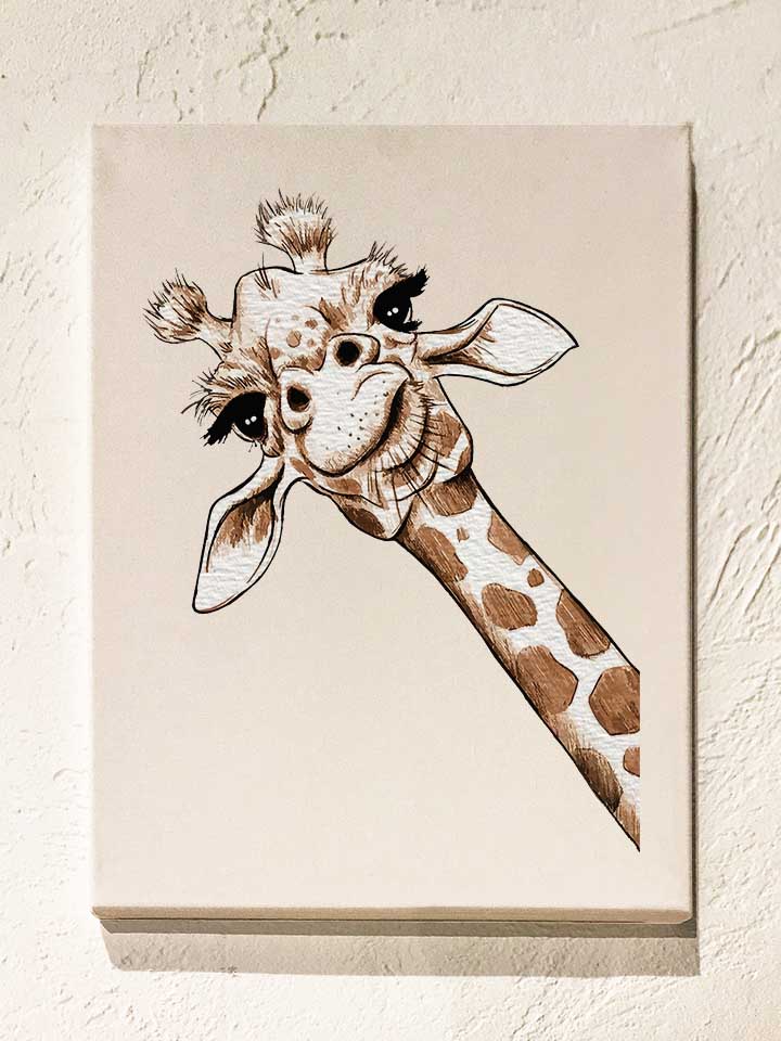 Giraffe Leinwand weiss 30x40 cm