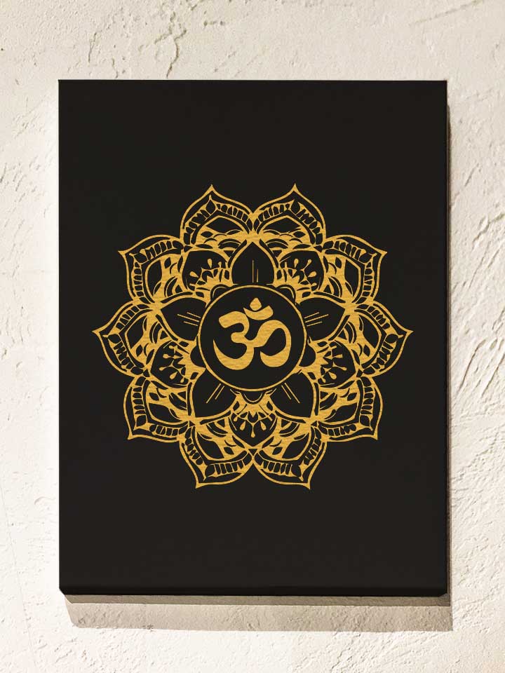 Golden Om Mandala Leinwand schwarz 30x40 cm