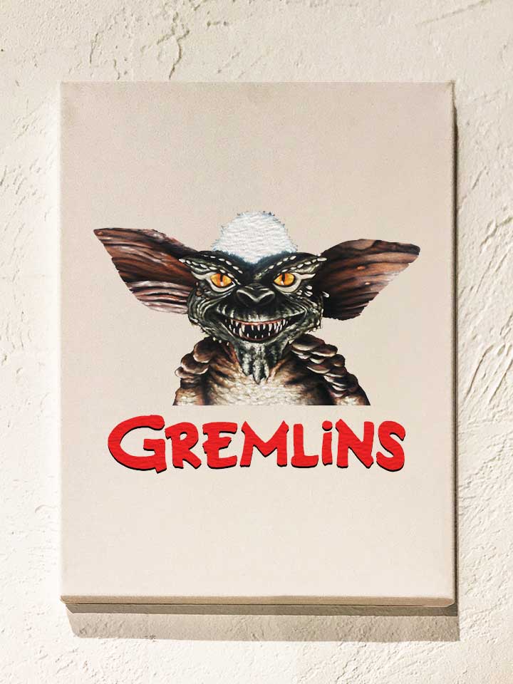 Gremlins Leinwand weiss 30x40 cm
