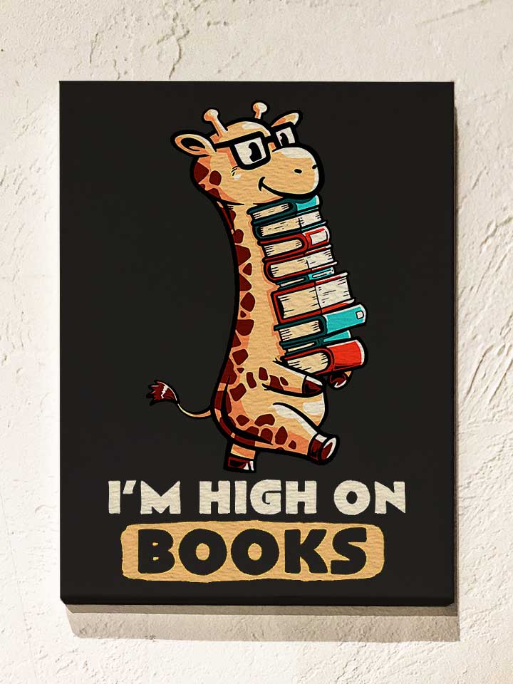 High On Books Giraffe Leinwand schwarz 30x40 cm