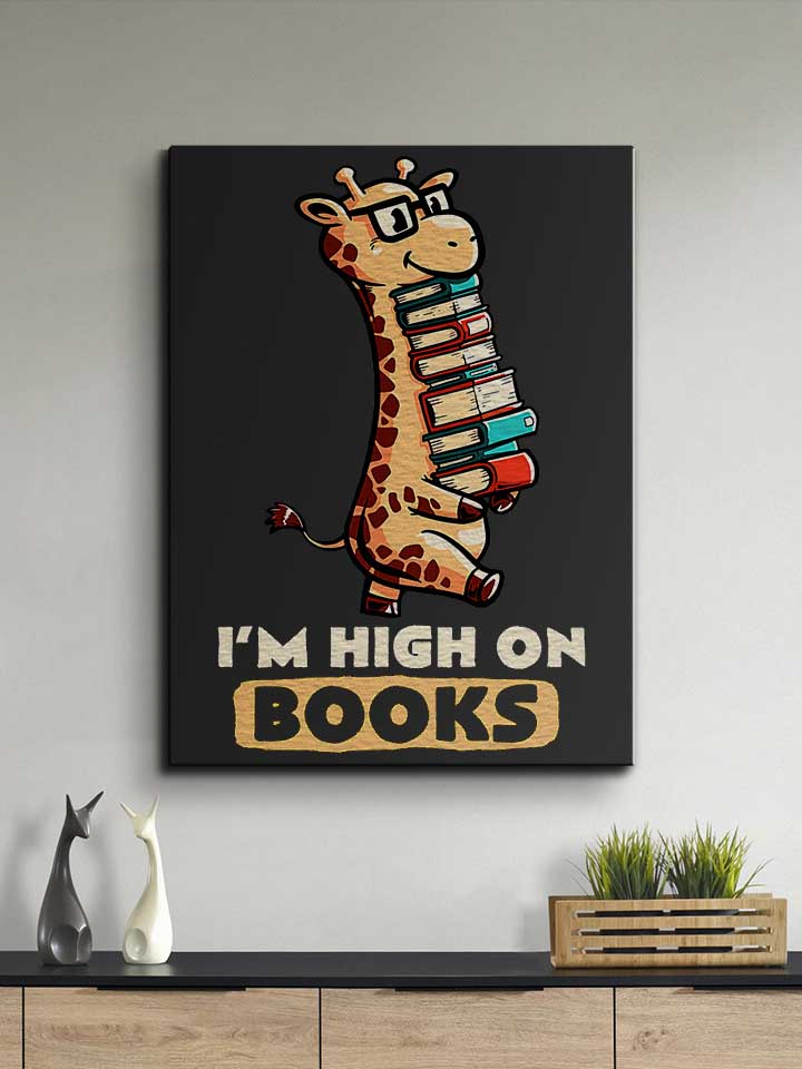 high-on-books-giraffe-leinwand schwarz 2