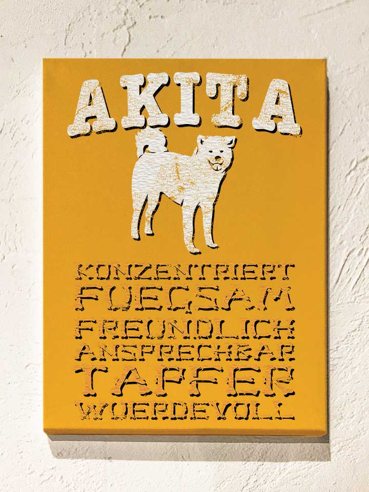 Hund Akita Leinwand gelb 30x40 cm