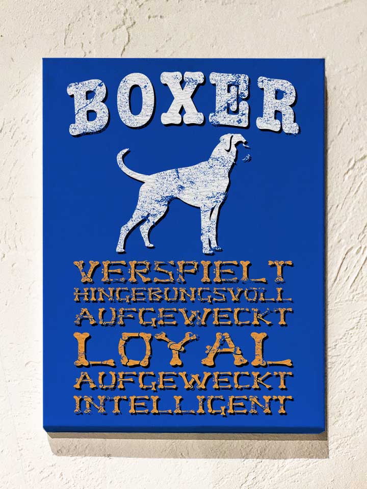 Hund Boxer Leinwand royal 30x40 cm