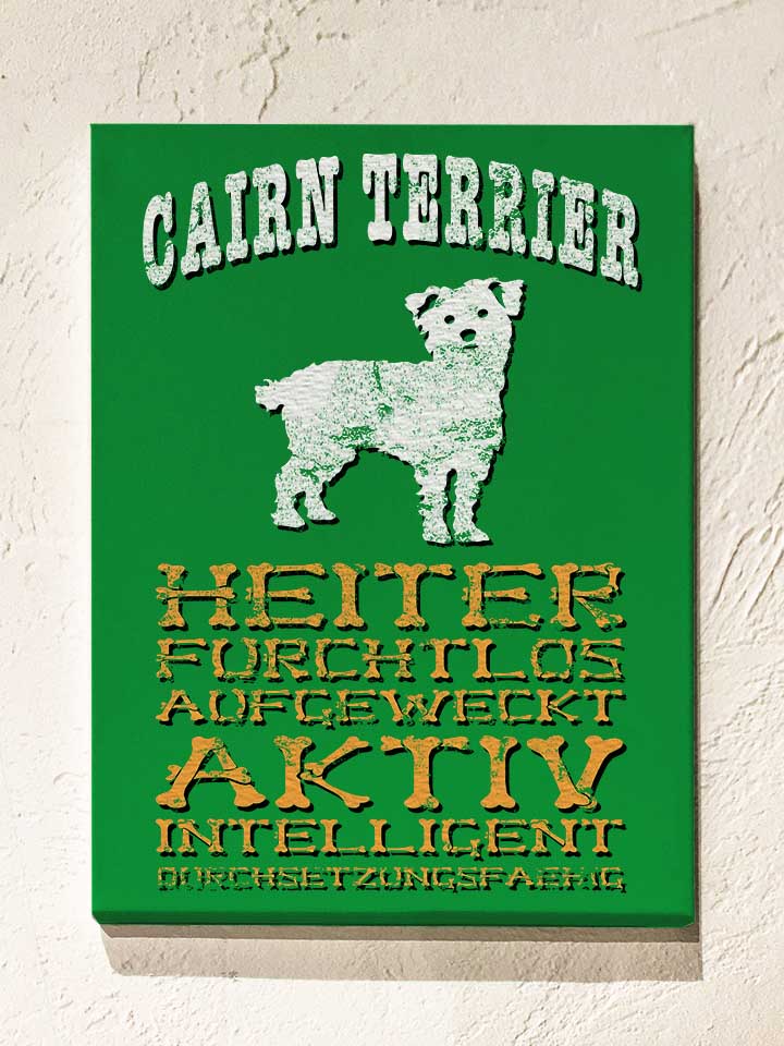 Hund Cairn Terrier Leinwand gruen 30x40 cm