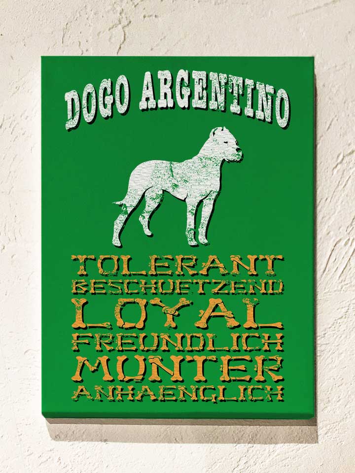 hund-dogo-argentino-leinwand gruen 1