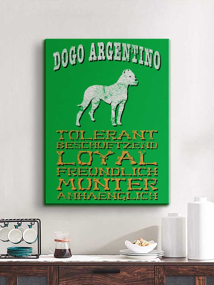 hund-dogo-argentino-leinwand gruen 2