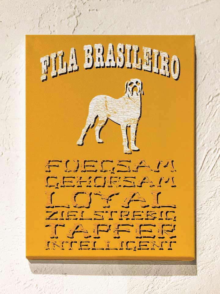 Hund Fila Brasileiro Leinwand gelb 30x40 cm
