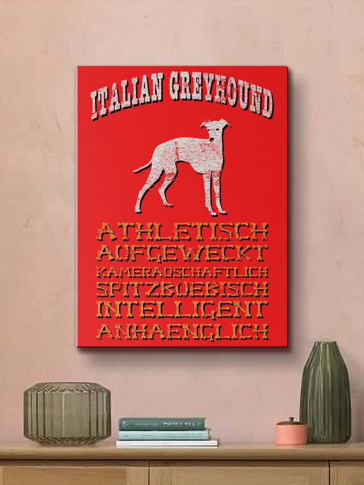 hund-italian-greyhound-leinwand rot 2
