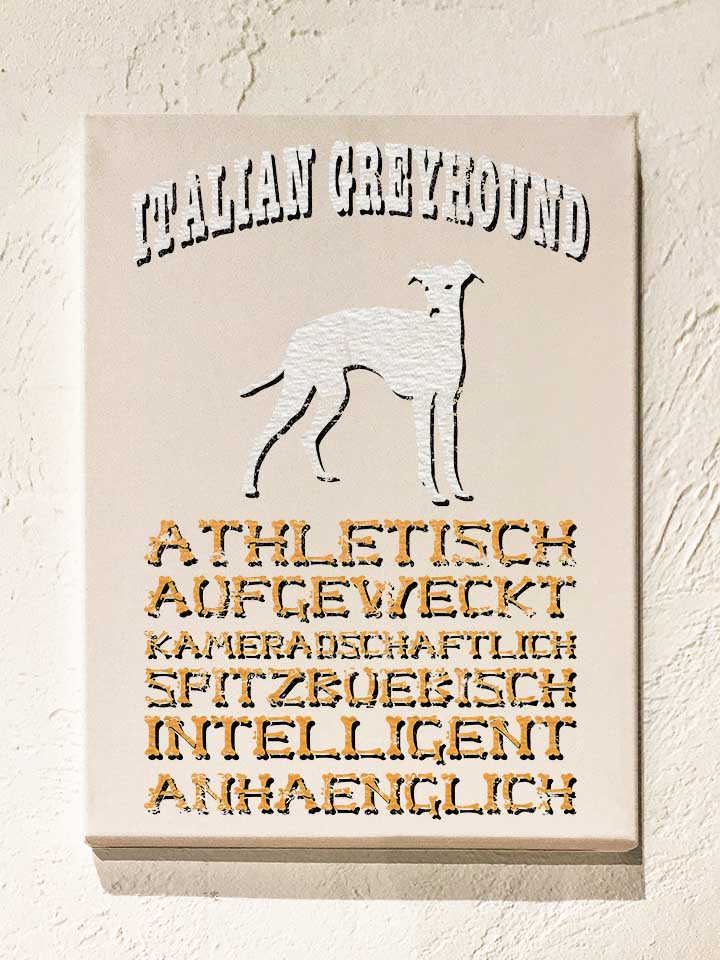 Hund Italian Greyhound Leinwand weiss 30x40 cm