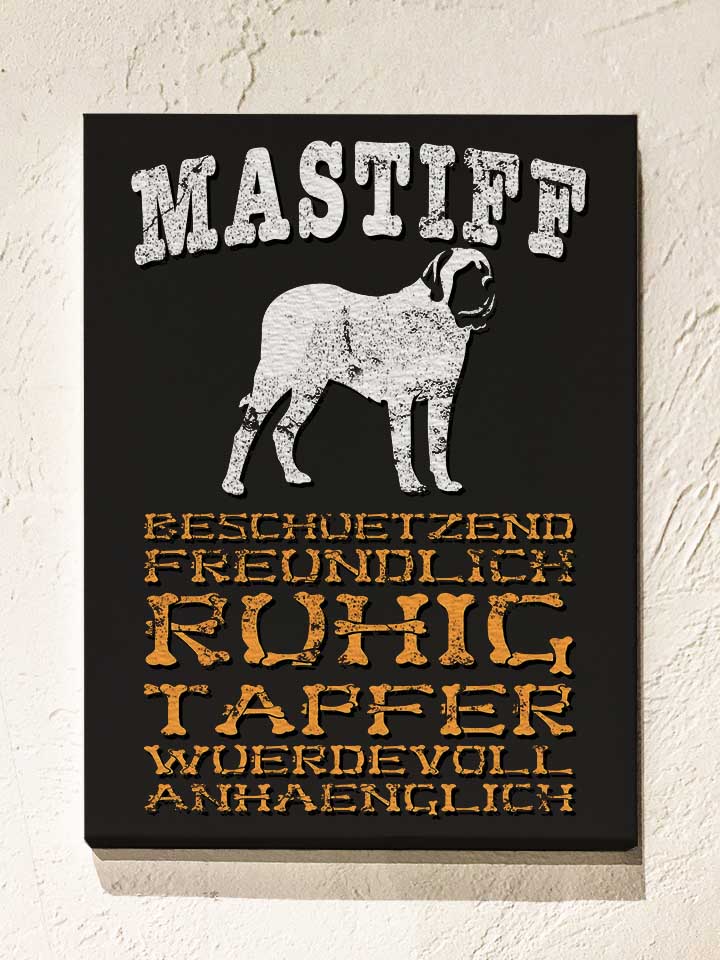 Hund Mastiff Leinwand schwarz 30x40 cm
