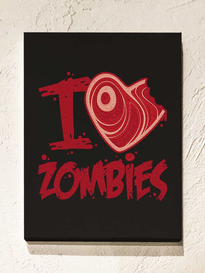 i-love-zombies-with-meat-heart-leinwand schwarz 1