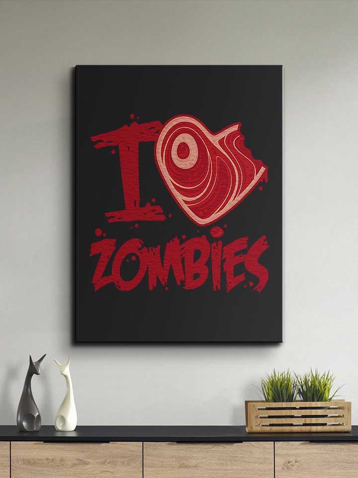i-love-zombies-with-meat-heart-leinwand schwarz 2