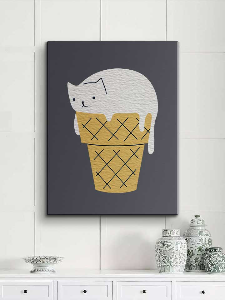 ice-cream-cat-leinwand dunkelgrau 2