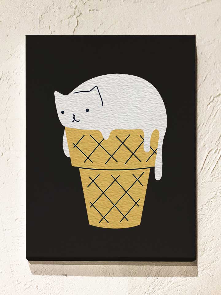 ice-cream-cat-leinwand schwarz 1