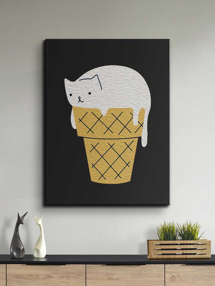 ice-cream-cat-leinwand schwarz 2
