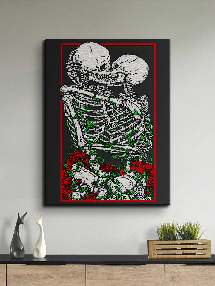 kissing-skelettons-leinwand schwarz 2