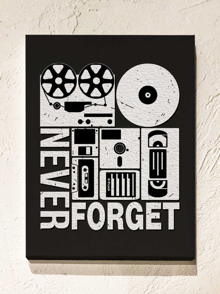 never-forget-analog-media-leinwand schwarz 1