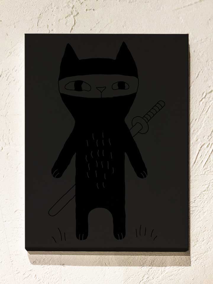 Ninja Cat Leinwand schwarz 30x40 cm