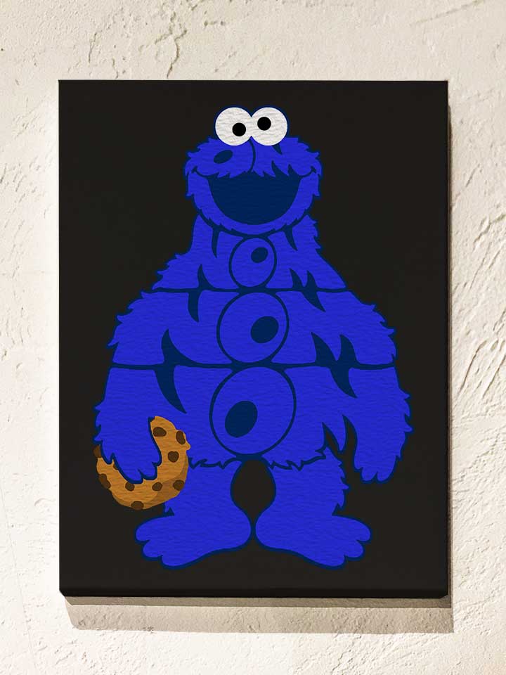 Om Nom Nom Cookies Leinwand schwarz 30x40 cm