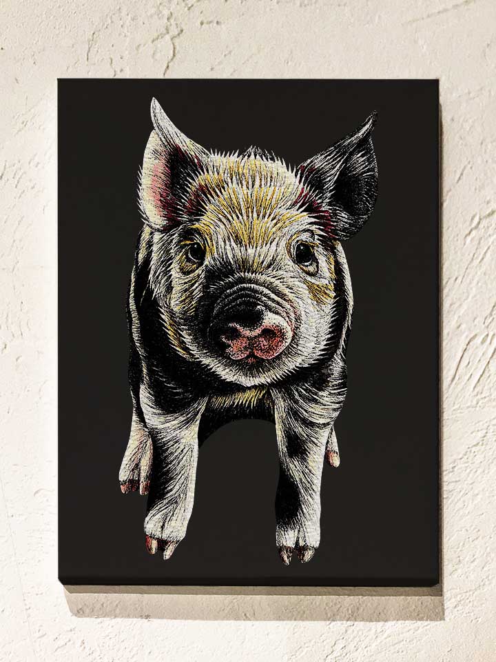 Pig Leinwand schwarz 30x40 cm