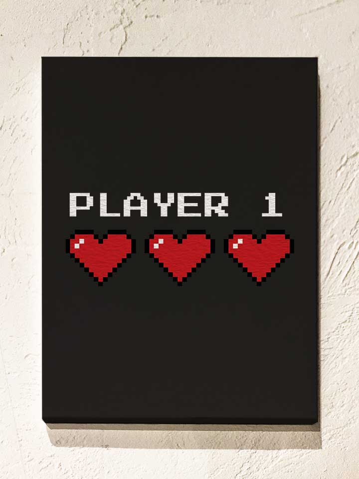 Player 1 Leinwand schwarz 30x40 cm