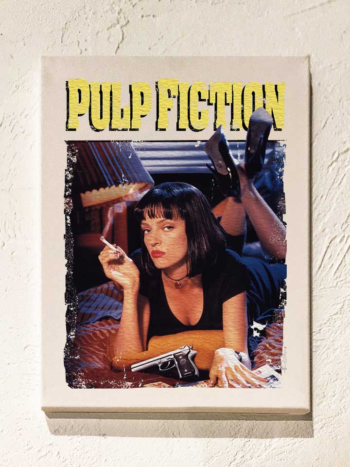 pulp-fiction-vintage-leinwand weiss 1