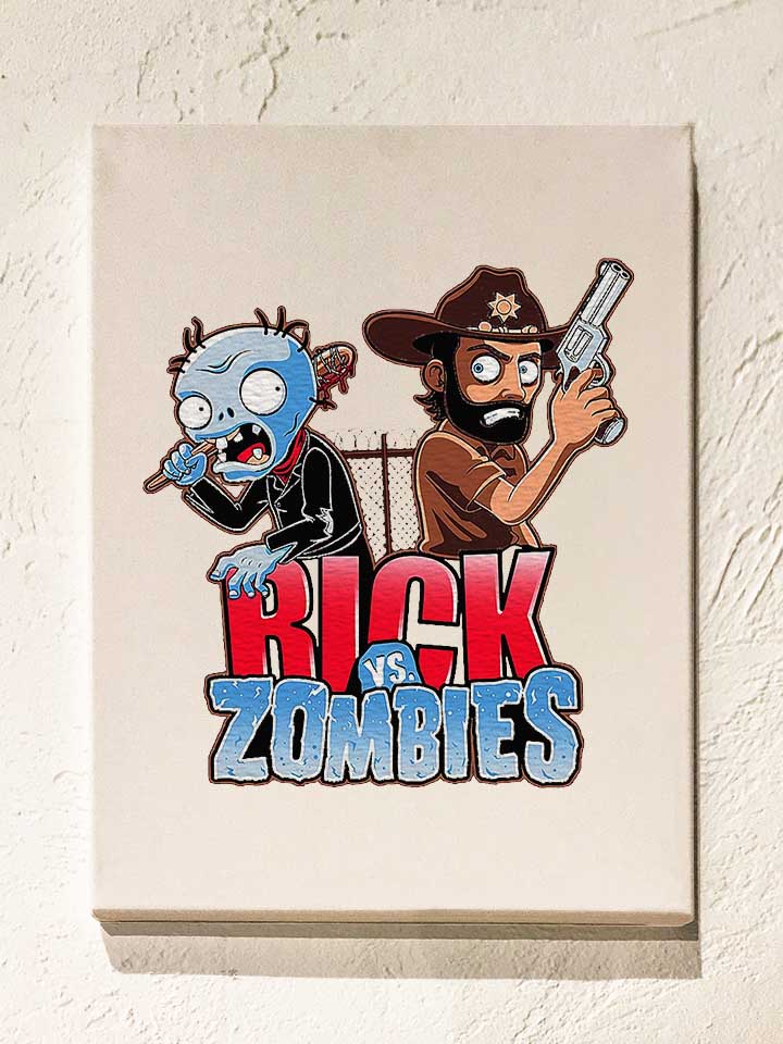 rick-vs-zombies-leinwand weiss 1