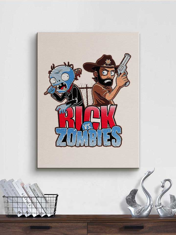 rick-vs-zombies-leinwand weiss 2