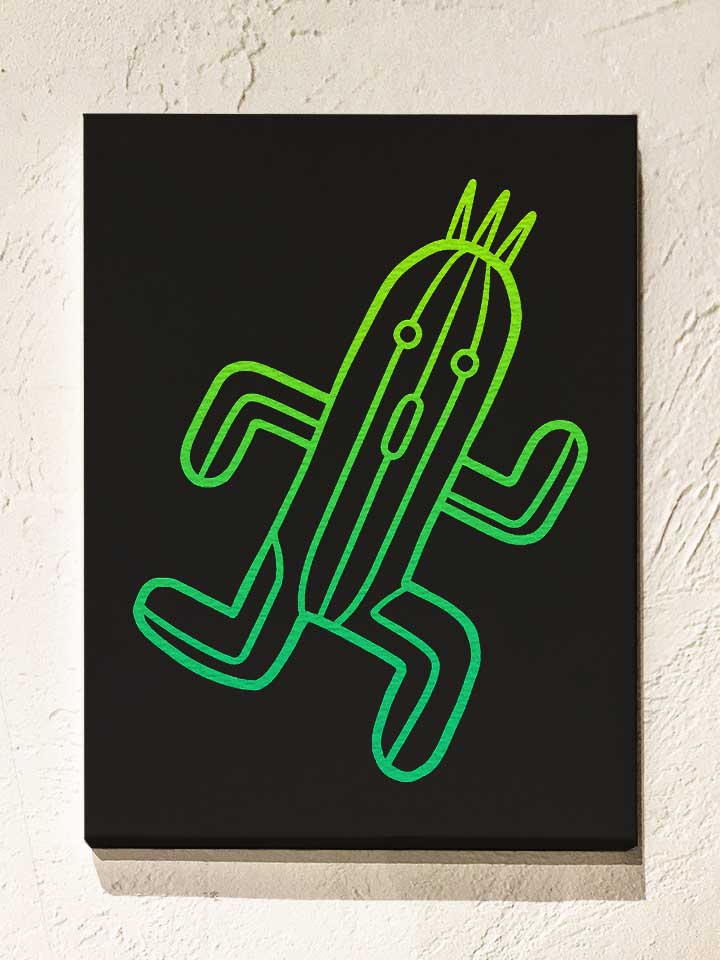 running-cactus-leinwand schwarz 1