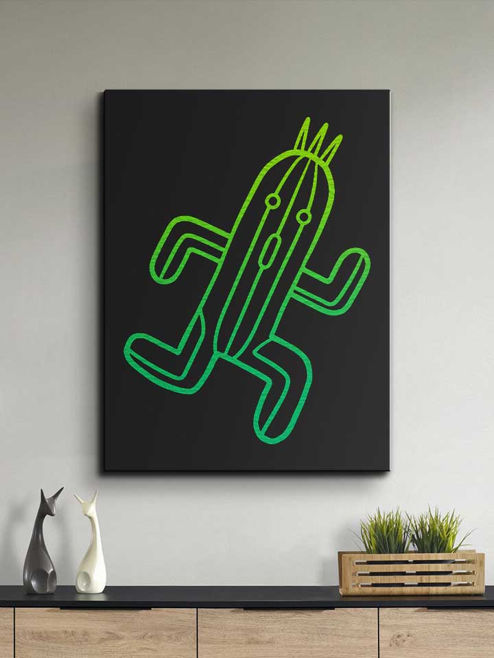 running-cactus-leinwand schwarz 2
