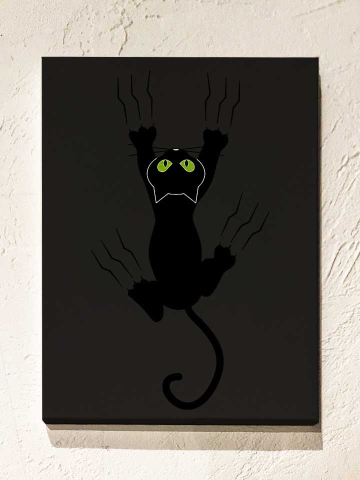 Scratching Cat Leinwand schwarz 30x40 cm