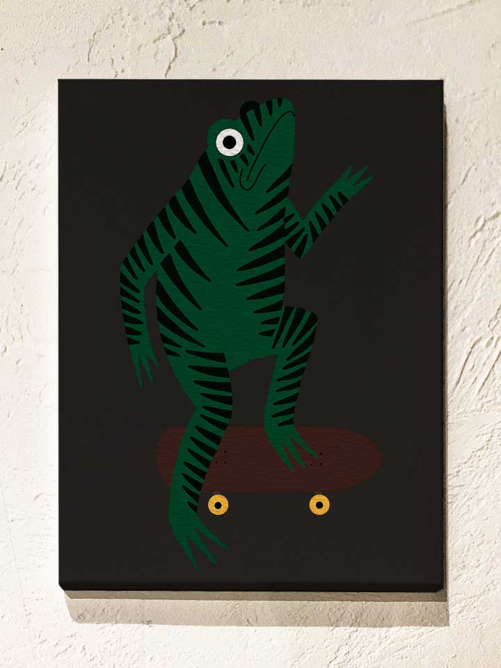 Skateboard Frog Leinwand schwarz 30x40 cm