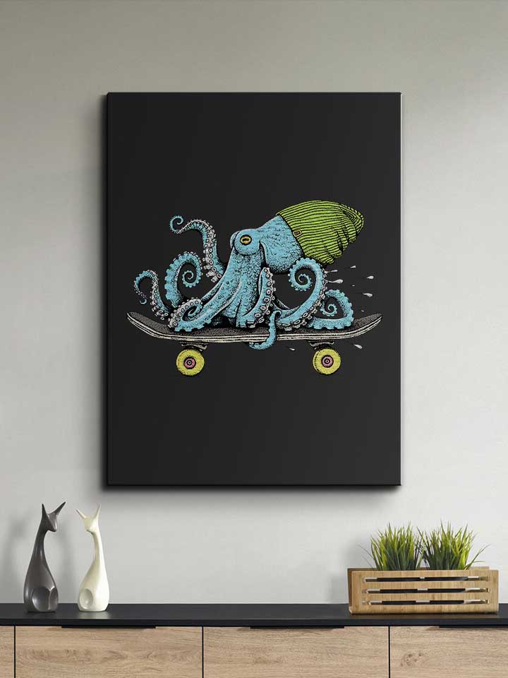 skateboard-octopus-leinwand schwarz 2